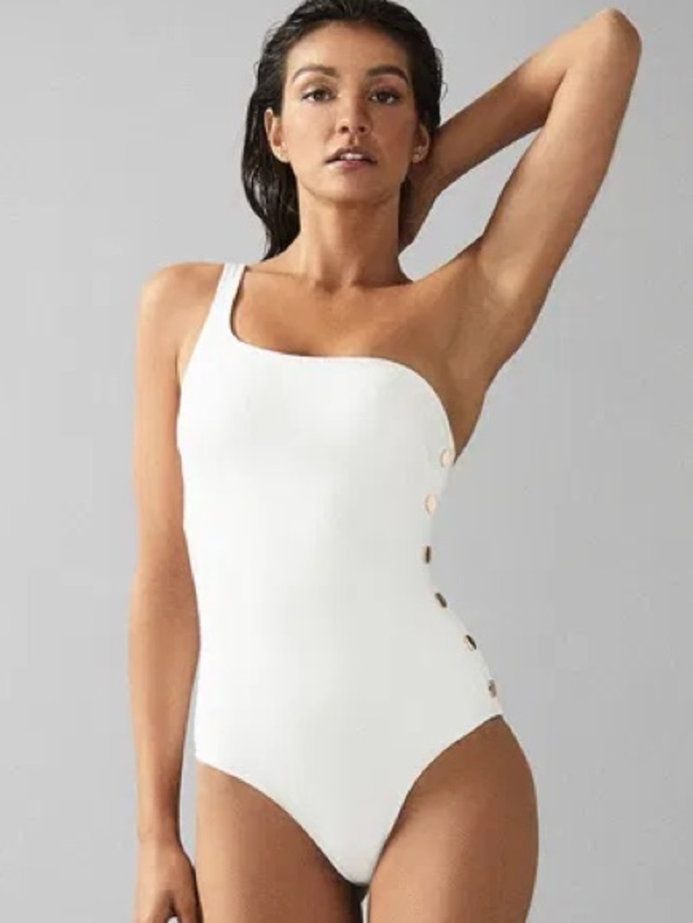 Reiss White One-Shoulder White Women’s One-Piece Swimsuit
